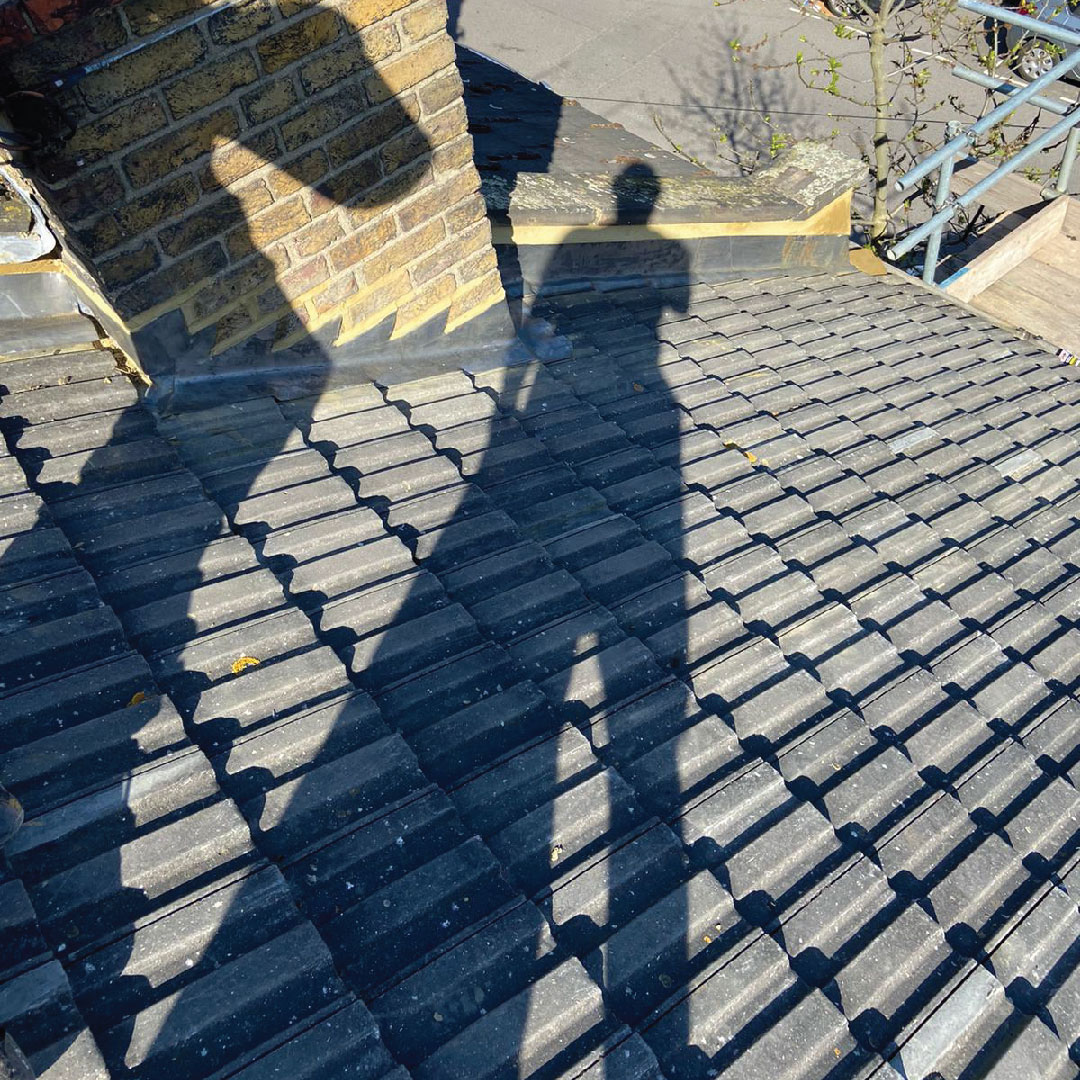 ariel view of lead flashing repair 