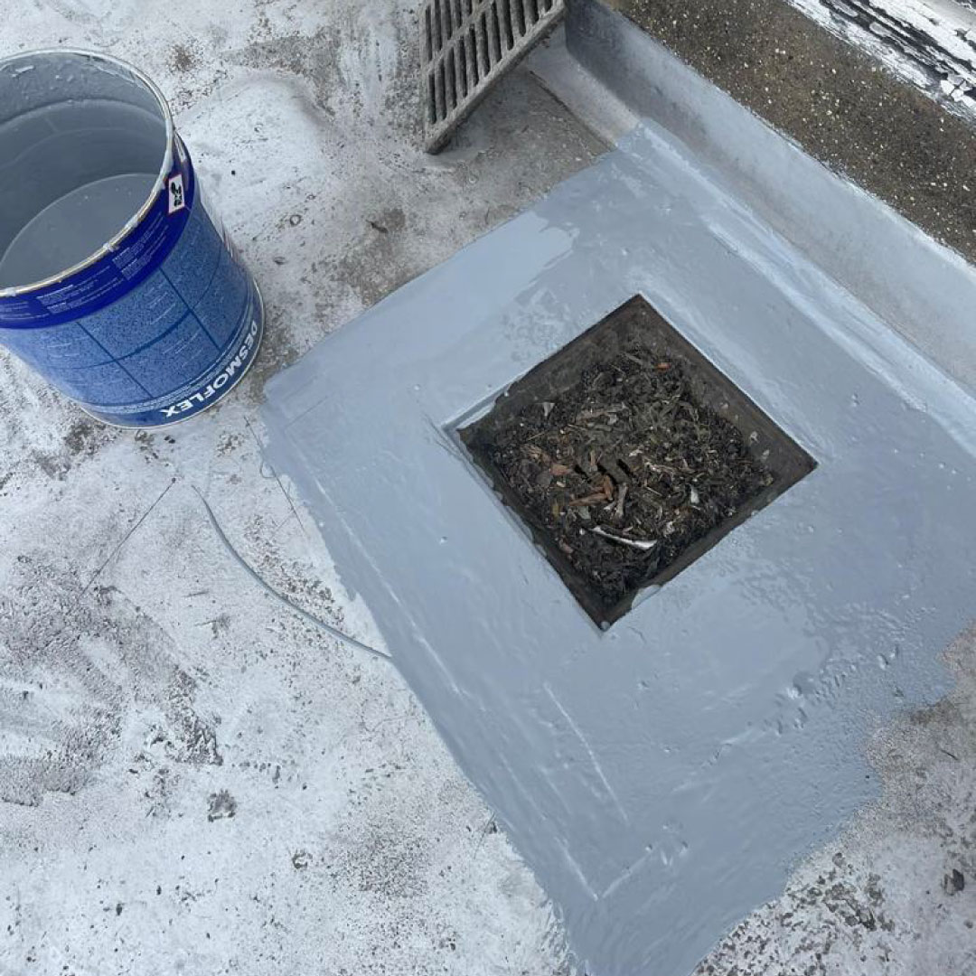 damage flat roof being repaired
