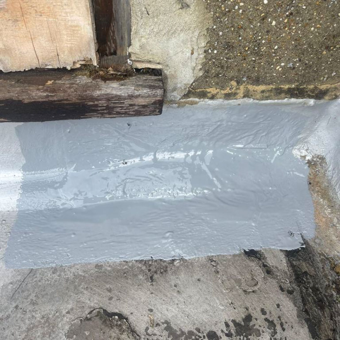 small section of repair work to roof and wall join