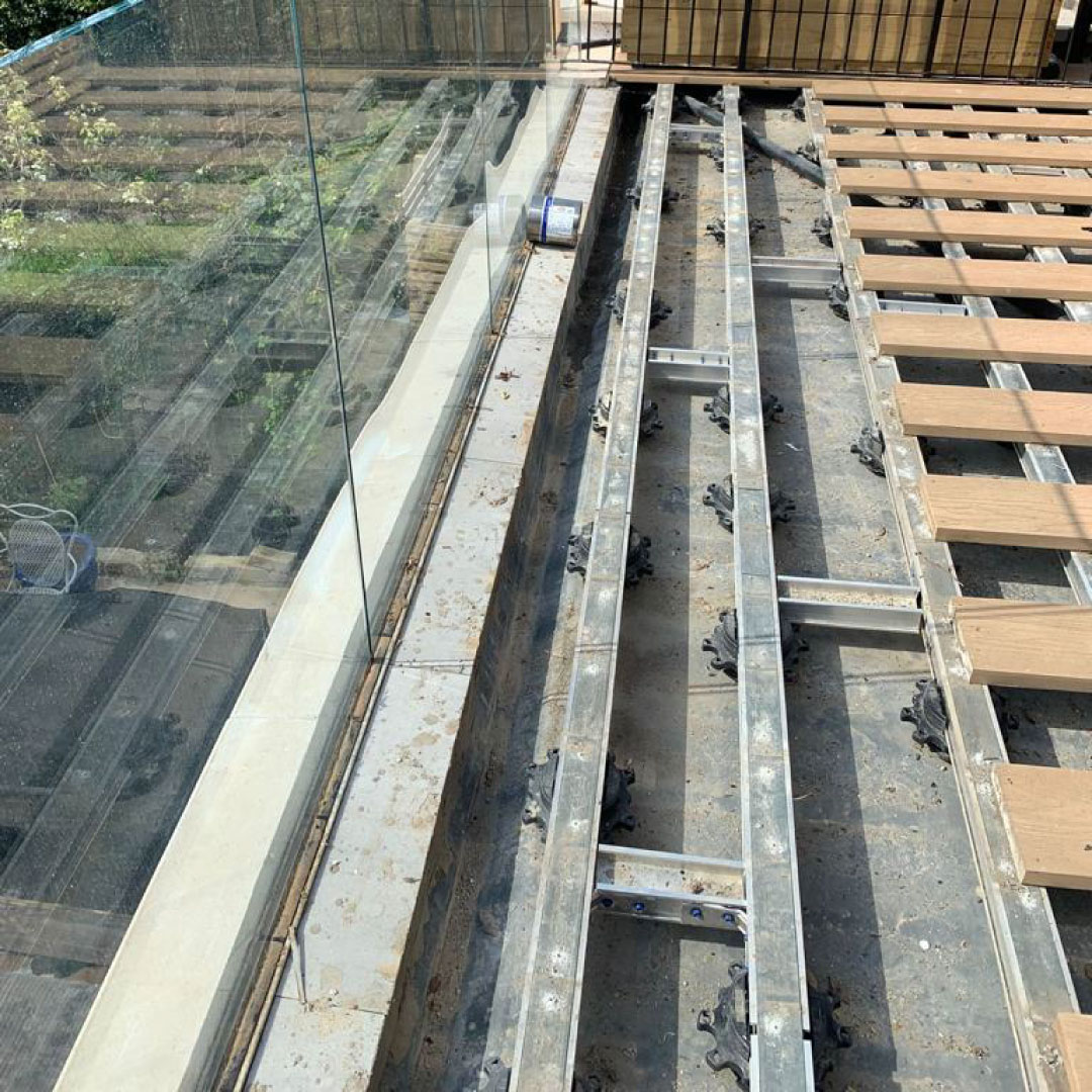 flat roof stripped back for leak investigation